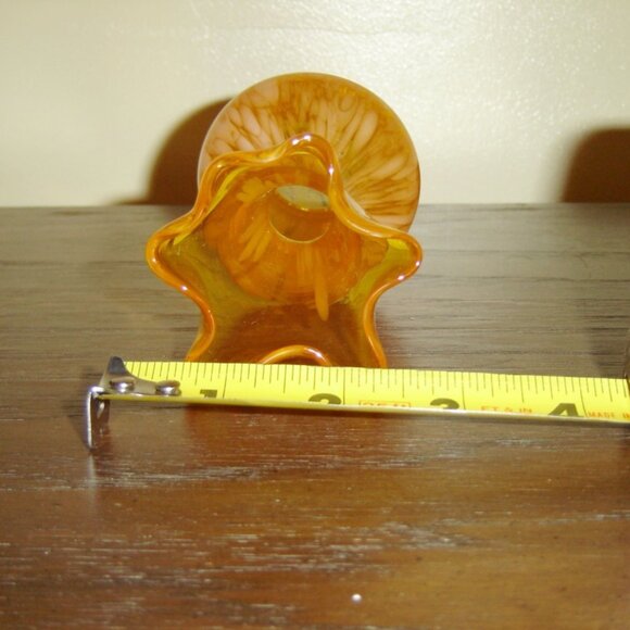 Handblown orange speckled art glass vase VGU - Picture 6 of 8